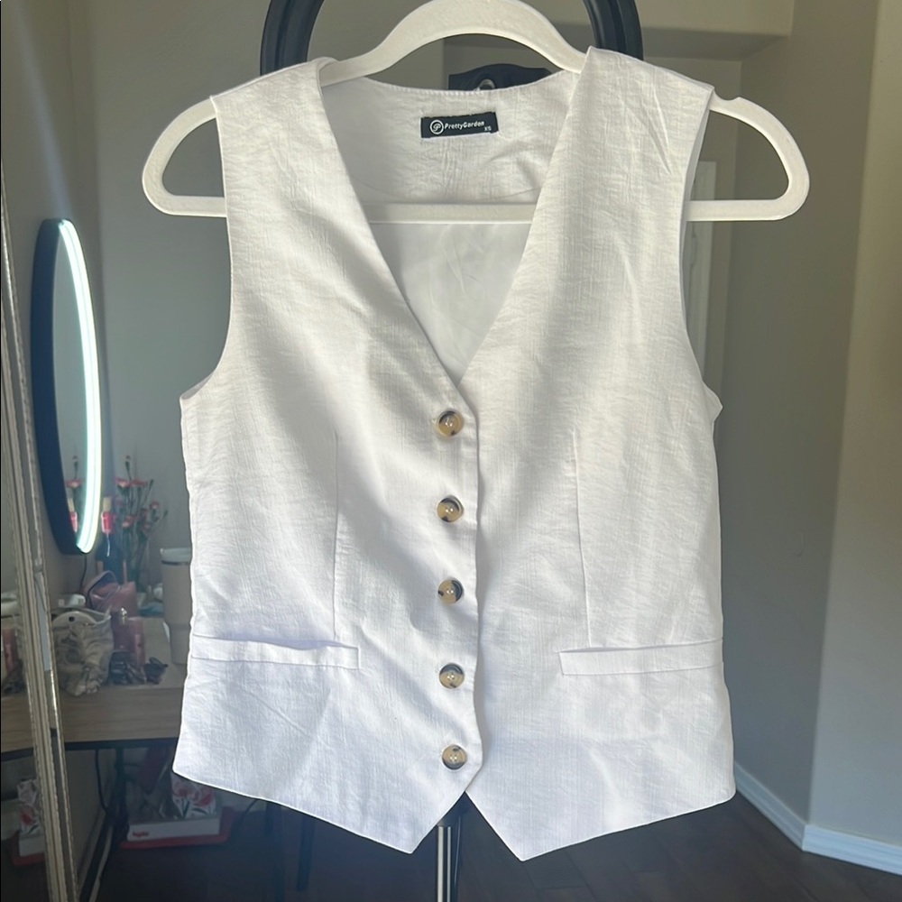 White Button-Up Vest